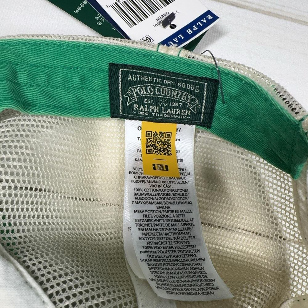 Polo Country Trucker Hat Mens OS Green Mesh Patch Cap Polo Ralph Lauren - Picture 9 of 12